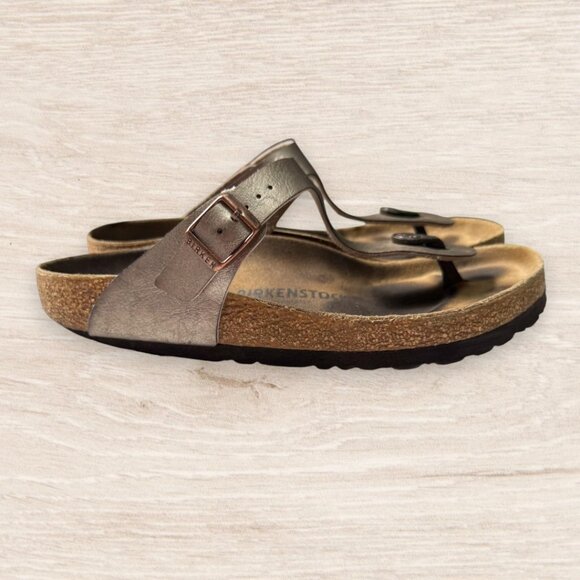 Birkenstock Gizeh Metallic Bronze Leather Thong Sandals Women’s Size 39 US 8–8.6 - Picture 3 of 6